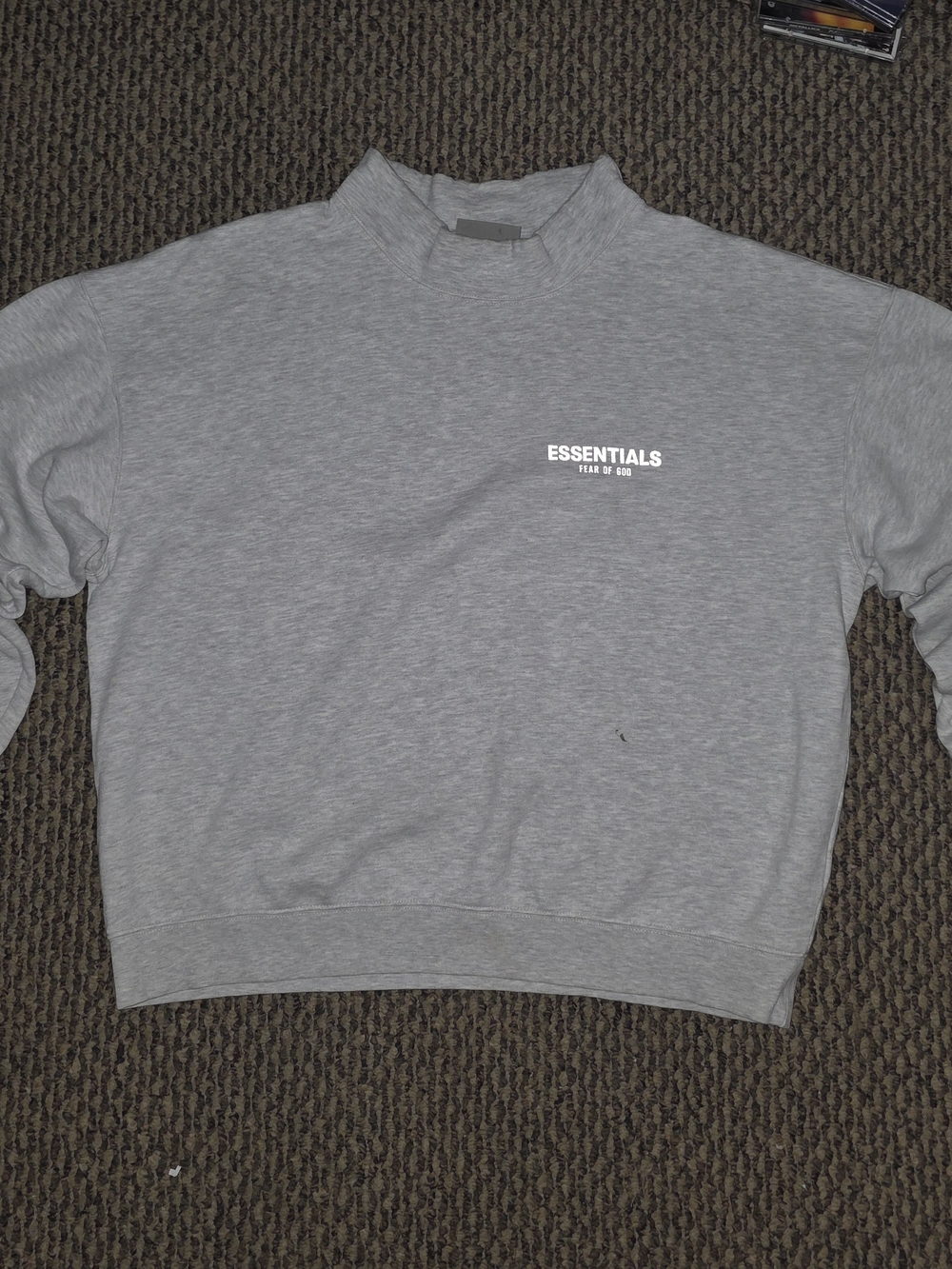 Essentials Men’s Light Gray Crewneck Sweatshirt with Chest Logo